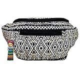 Tribal Tattoo Fanny Pack, Stylish Party Boho Chic Handmade w/Hidden Pocket (Inca Cat)
