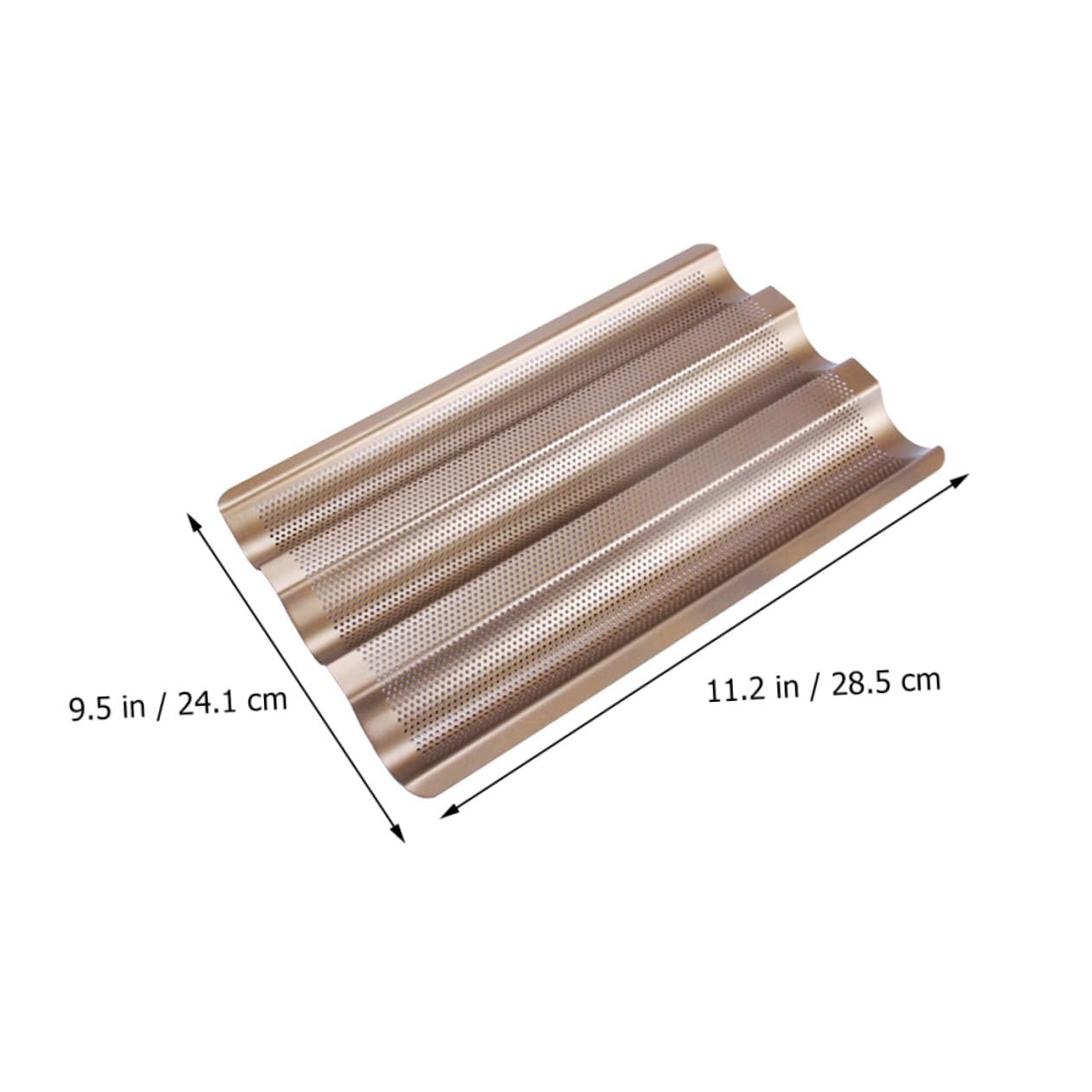 2 pièces Moule à Baguette Antiadhésif Acier Doré Plateau Perforé Rainures pour Cuisson Maison et Professionnelle