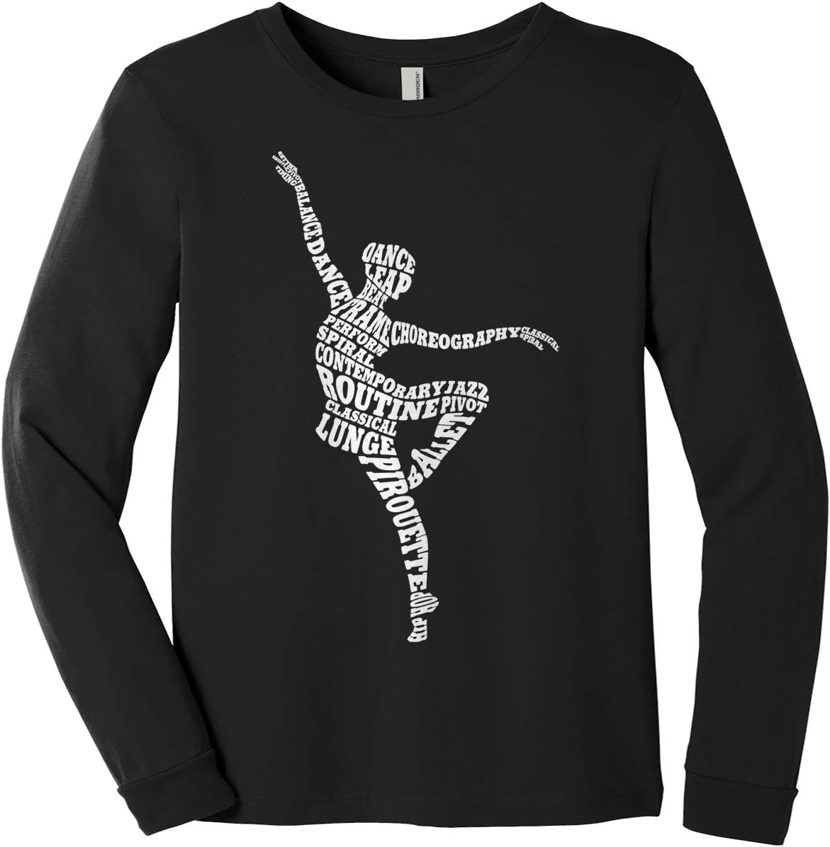 Threadrock Big Girls' Dance Ballerina Typography Youth Long Sleeve T-Shirt