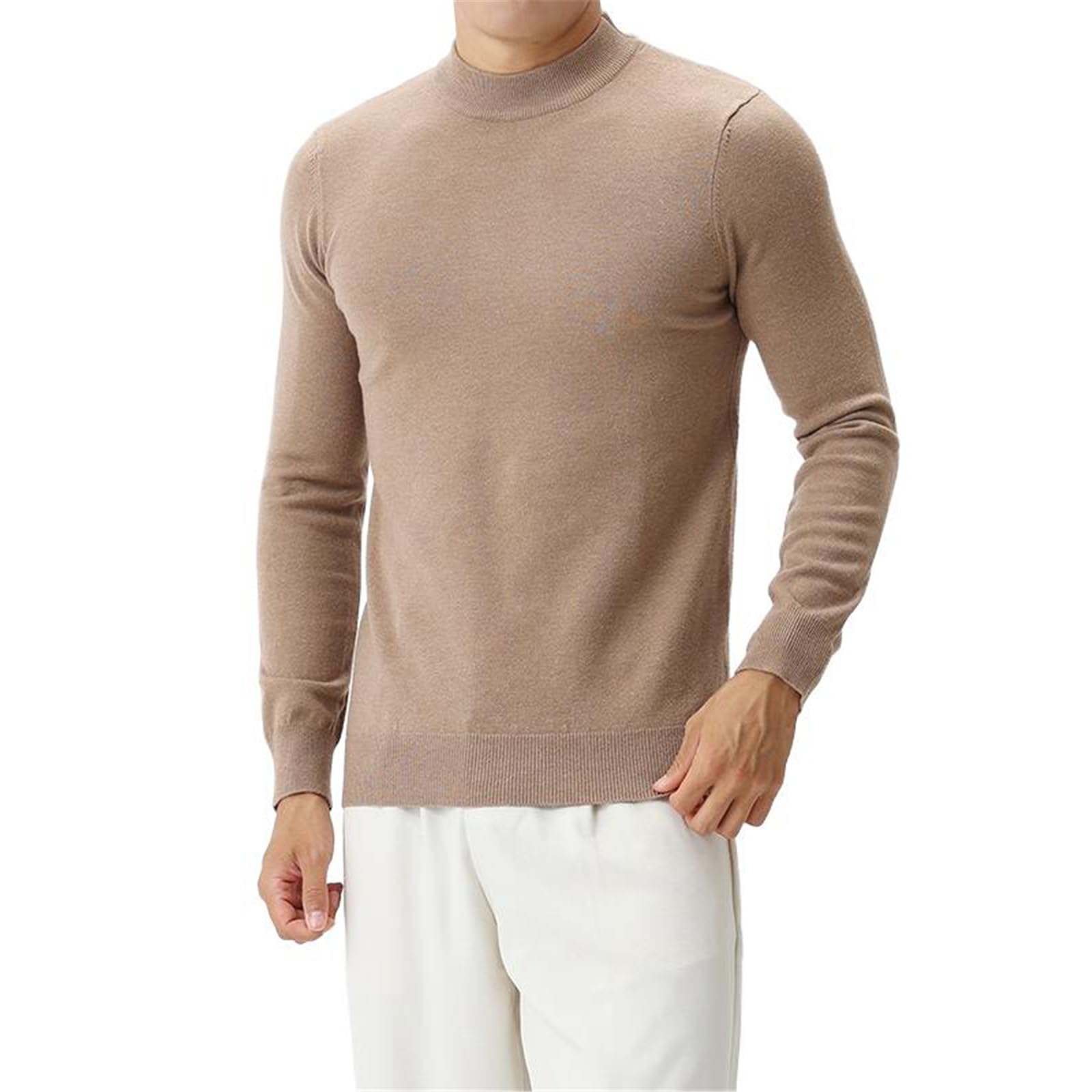 Męski sweter z dzianiny jesień zima półgolf wełna slim fit ciepła warstwa bazowa pulower topy męskie