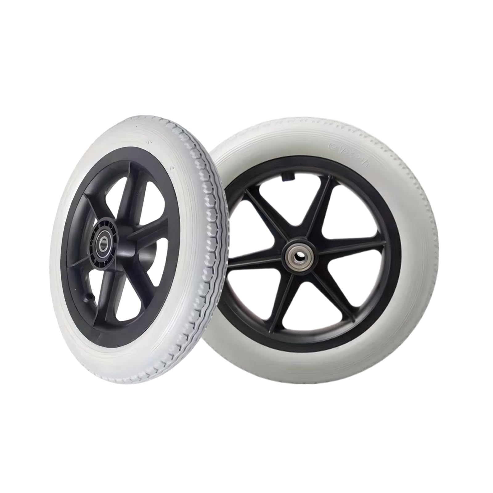 2 Pcs poliuretano macizo ruedas,neumático sólido para silla de ruedas,antideslizante,repuestos sillas de ruedas(Gris,12 Pulgadas)