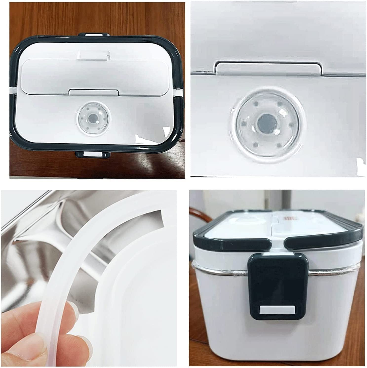OLOTU Fiambrera Termica Fiambrera eléctrica portátil, Calentador de Alimentos con 1 Tenedor y 1 Cuchara, Caja de calefacción con contenedor de Acero Inoxidable de Grado alimenticio 304 1.5L