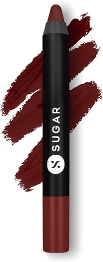 SUGAR Cosmetics Matte as Hell Crayon Lipsticks for Women | Lasts Up To 8+ Hours | Lip Crayon with Sharpener | 2.8gm - 13 M...