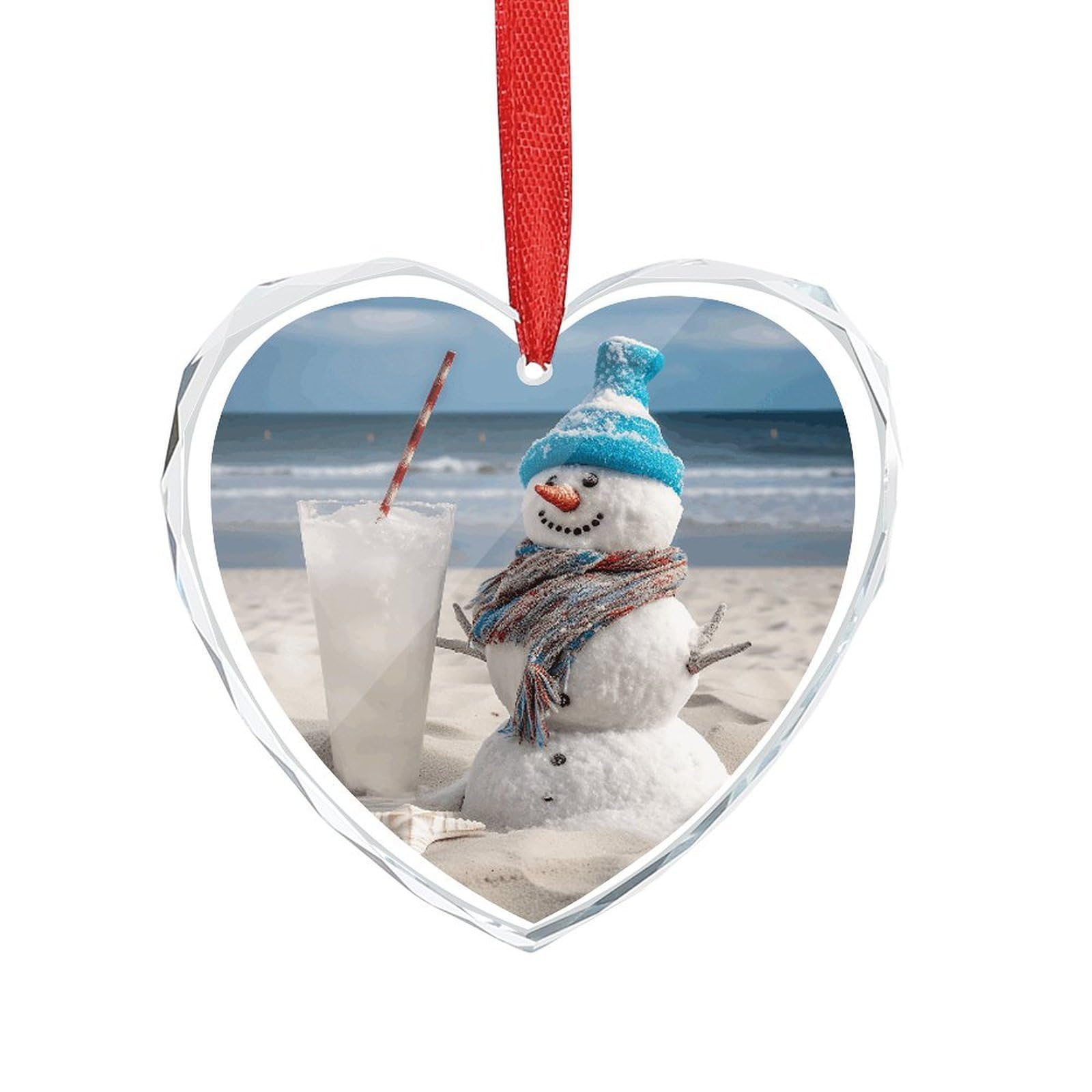Wsoihfec Style Snowman Bech Engagement Gifts For Couples, Glass Ornaments Just Married Bridal Shower Decor, Heart Keepsake Decor For Bride & Groom