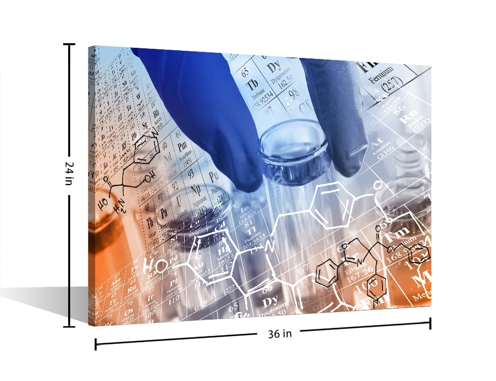 Image of TUMOVO Researcher 's Gloved Hand Holding the Test Tubes Poster Office Decor Clinical Laboratory Wall Art 1 Panel Medical Artwork Posters and Prints Framed Ready to Hang, 24 inch Wx36 H