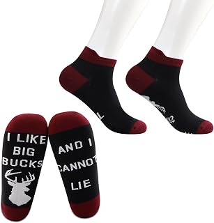MBMSO 2 Pairs I Like Big Bucks and I Cannot Lie Socks Deer Hunter Socks Novelty Hunting Socks Funny Hunting Gifts