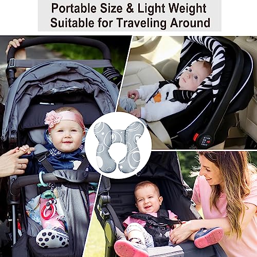 vocheer Baby Travel Pillow(Upgraded), Head and Neck Support Pillow for Pushchair, Car Seat,Stroller, Bouncer, Cotton (White Circle)