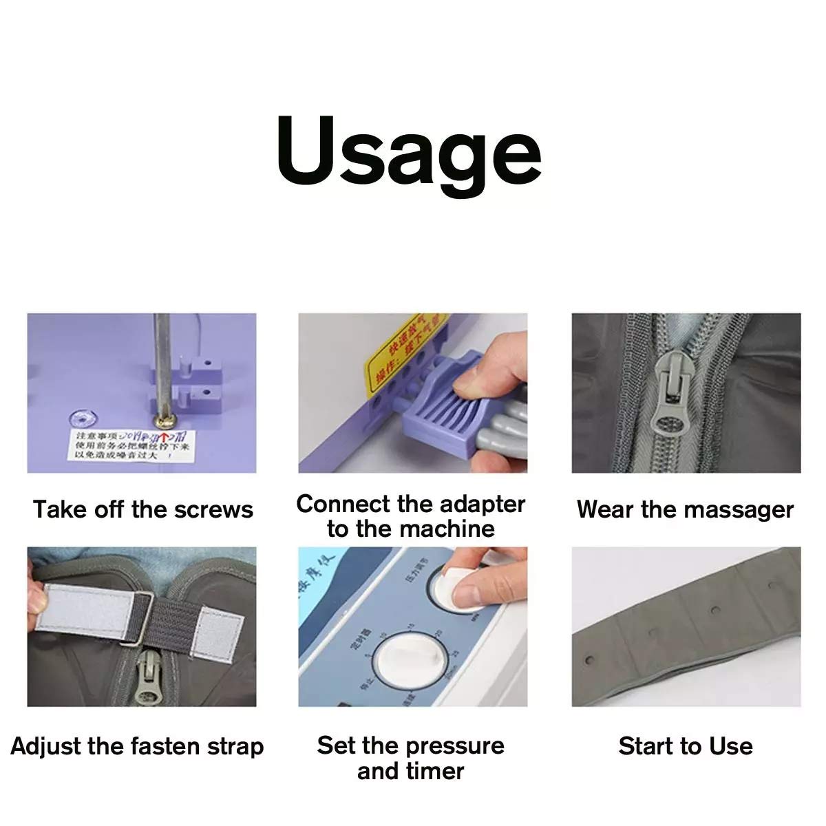 Luftkompressionsmassagegerät für Beine und Füße, Luftkompressionsmassagegerät für Waden und Füße, Massage der Durchblutung der Arme und der Taille mit 4 Kissen