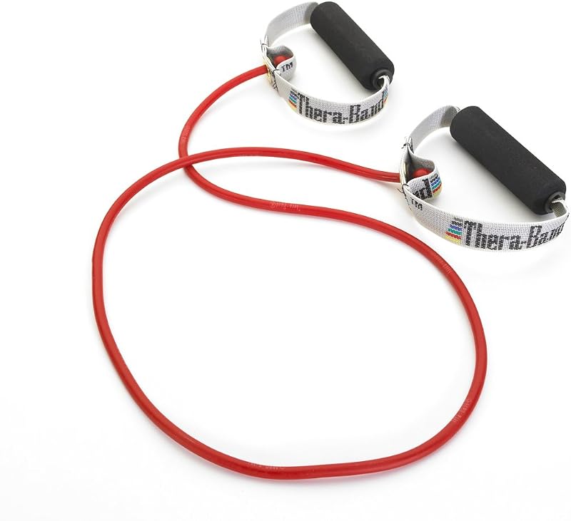 THERABAND Resistance Tubing, Physical Exercise Band, Workout, M, Red | Latex resistance tubing where the color marks the resistance level, so you can step up as strength returns