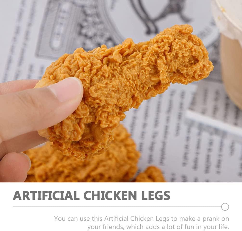 Hemoton Fake Fried Chicken Legs Decorations 6 Pcs Simulation Drumstick Model 3.34In Artificial Food Props for Kitchen Home Party Photo Booth Display