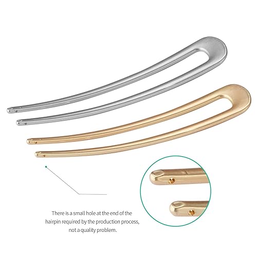 Miniatura 5 de FRDTLUTHW Pasadores franceses grandes para el cabello en forma de U de metal (B.Oro y plata 1)