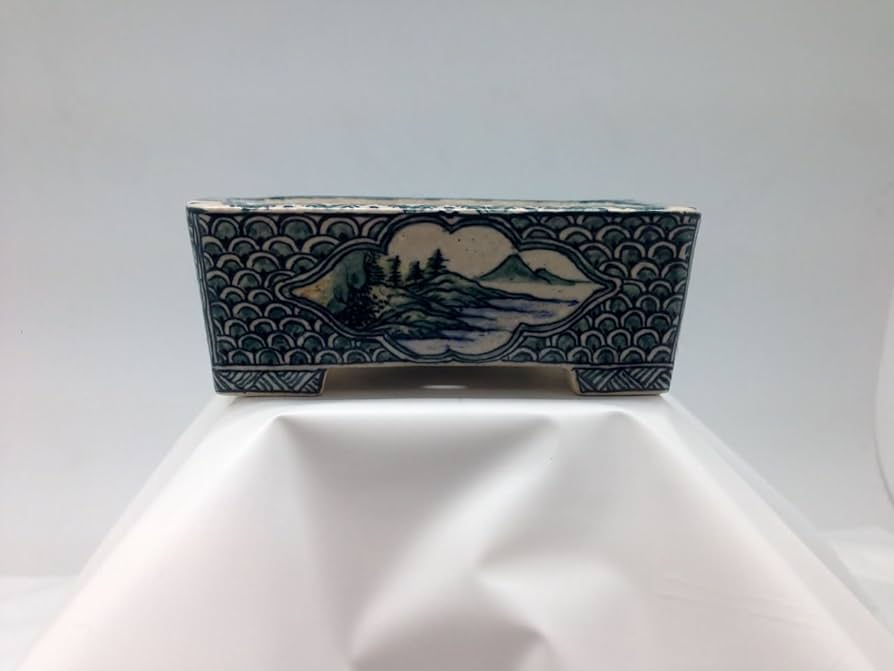 盆栽鉢　絵鉢　長方 盆栽鉢 絵鉢 長方