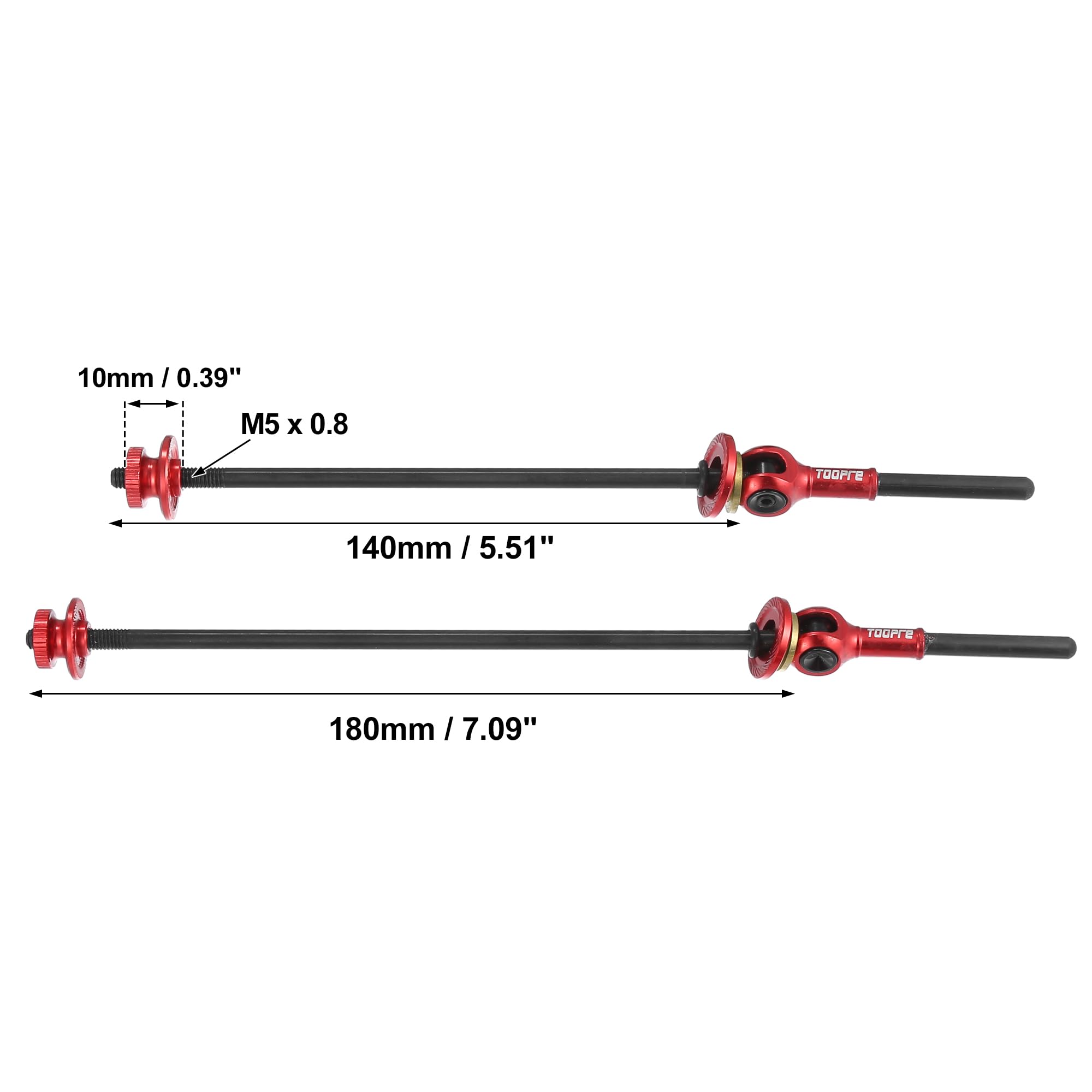 Motoforti 1 Coppia di Assi di Rilascio Rapido per Bicicletta Anteriore e Posteriore in Fibre di Carbonio Rosso
