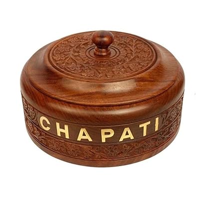 Furniture Hub Home Wood Striped Casserole Wood Casserole Box | Roti Box |