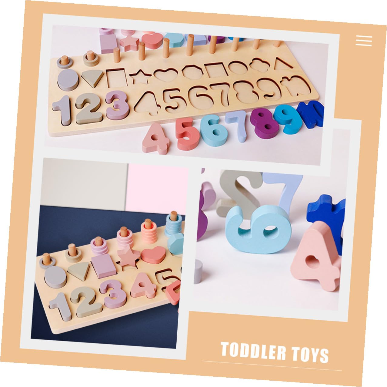 Rompecabezas de Madera Educativo Formas Geométricas y Números para Niños Pequeños 3 Años, Tamaño Adecuado, Colores Pastel, Desarrollo Temprano y Cognición, Juego Pedagógico de 1