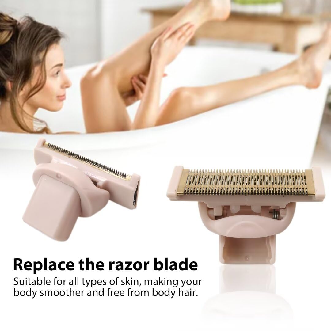 Latest Ver. 2Pcs Two-Way Dry Razor Replacement Head with Rose Gold Plated Body fit for Flawless Nu Razor, Hair Remover Tool with Covers Compatible for Finishing Touch Razor for Women