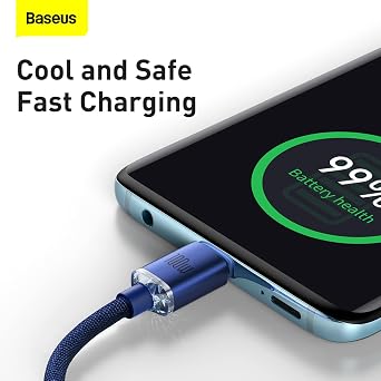 Baseus Crystal Shine 100W 120 cm PD Type-C Şarj Kablosu Mavi
