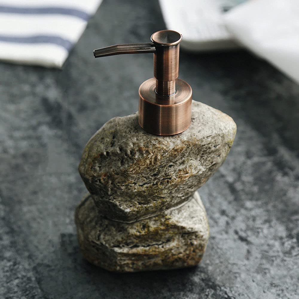 Dispensadores de jabón de encimera, dispensador de jabón de botella recargable para fregadero de cocina, dispensador de desinfectante de manos recargable, dispensadores de loción con forma de piedra