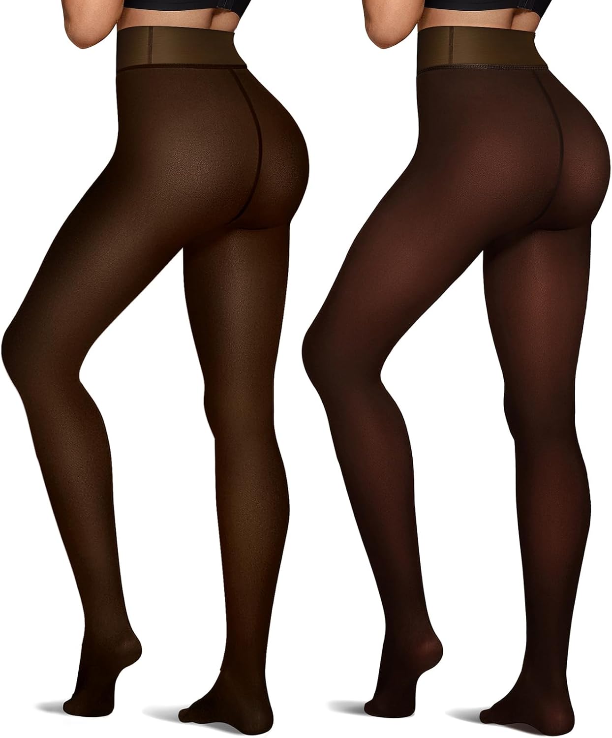 OEAK Womens Fleece Lined Tights Sheer Fake Translucent Pantyhose Thermal Tights High Waisted Footed Leggings