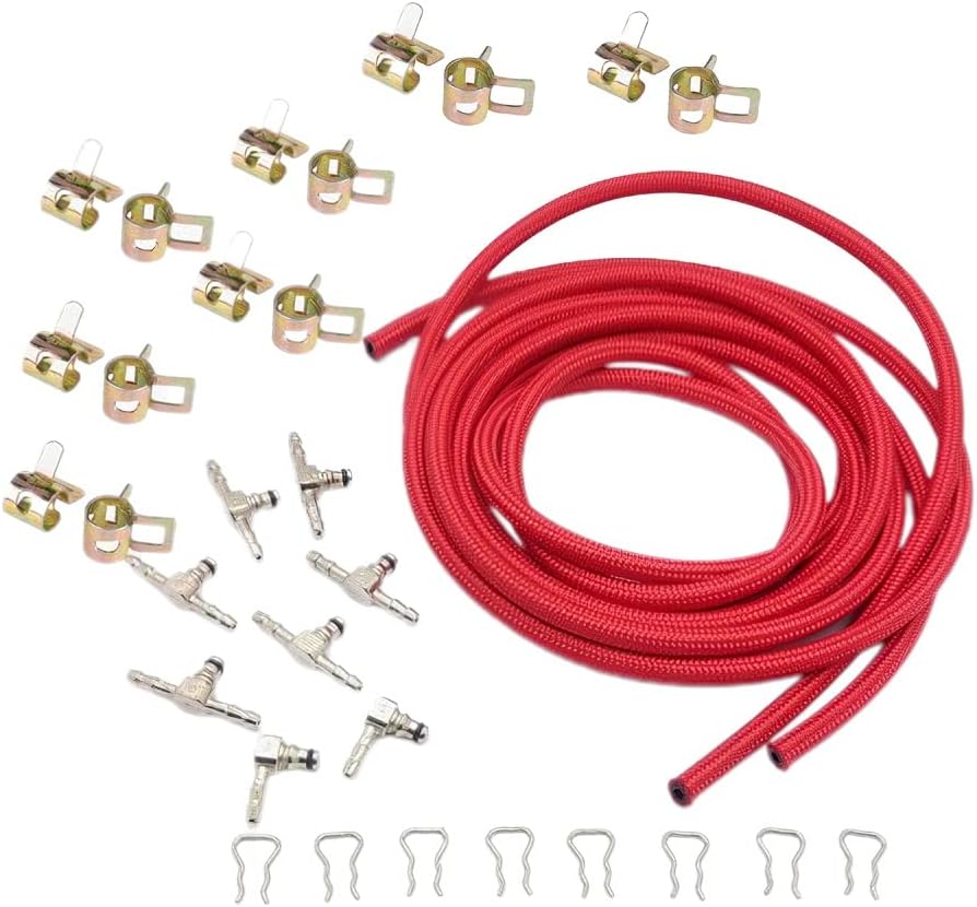 Duramax Diesel Fuel Injector Return Line Kits with Aluminum Fittings W/Clamps Clips Fits for Chevy GMC 6.6L Duramax Diesel LLY LMM LBZ 2004-2010 ，Replaces 97328733, 97359750, 98062291