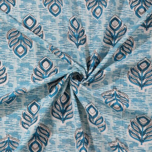 Image of Jaipur Weaves Jaipuri Double Bed Cotton Bedsheet Queen Size 90x85, 120 TC 100% Pure Cotton Bed Sheet with 2 Pillow Covers, Floral Traditional Print (Blue Buta, Double)