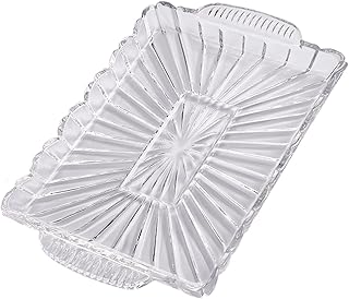 Serving Tray Clear Crystal Tray Serving Tray with Handle Multipurpose Tray for Coffee Table Spill Resistant Food and Beverage Server Kitchen Dresser Party Serving Tray Serving Trays for Entertaining