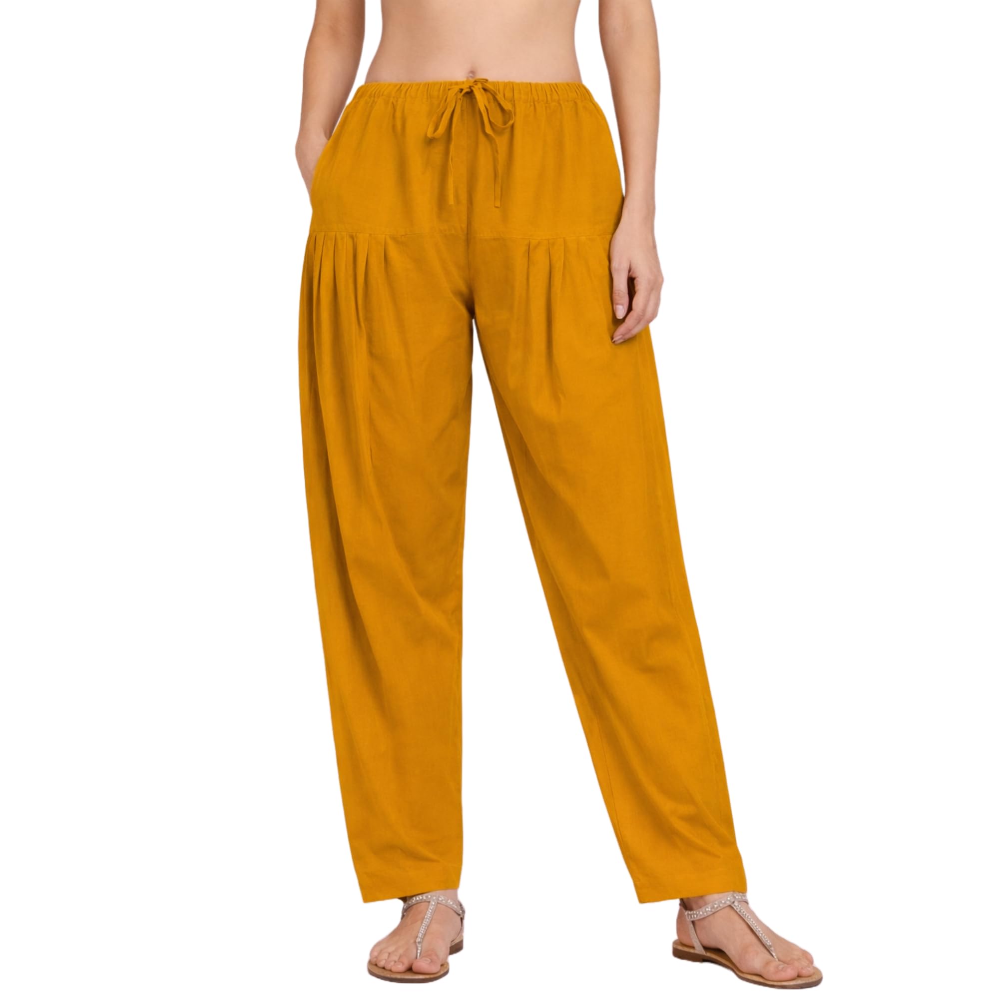 Shiv Fashion House | Solid Cotton Salwar for Women | 100% Pure Cotton Semi Patiala | Free Size Up to 3XL | Elastic Waist | Comfortable-image-8