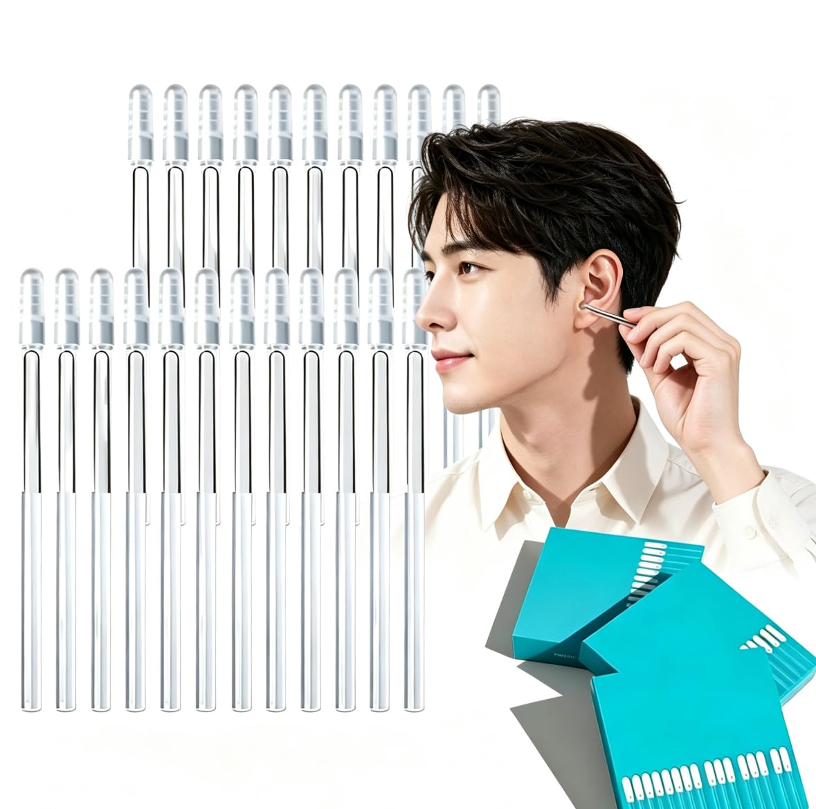 48 Pcs Large Silicone Earwax Removal Adhesive Swabs, Gentle Ear Wax Removal Tool for Adults,2026 New Reusable Sticky Ear Cleaning Stick with Dust Cover Packaging