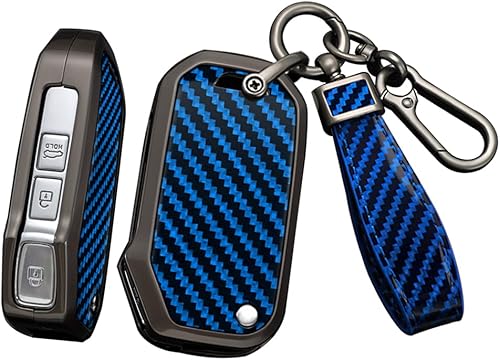 ontto Funda plegable para llavero Kia Seltos Forte Sportage Seltos K5 Soul Sorento Cerato Telluride, control remoto con patrón de carbono, funda de