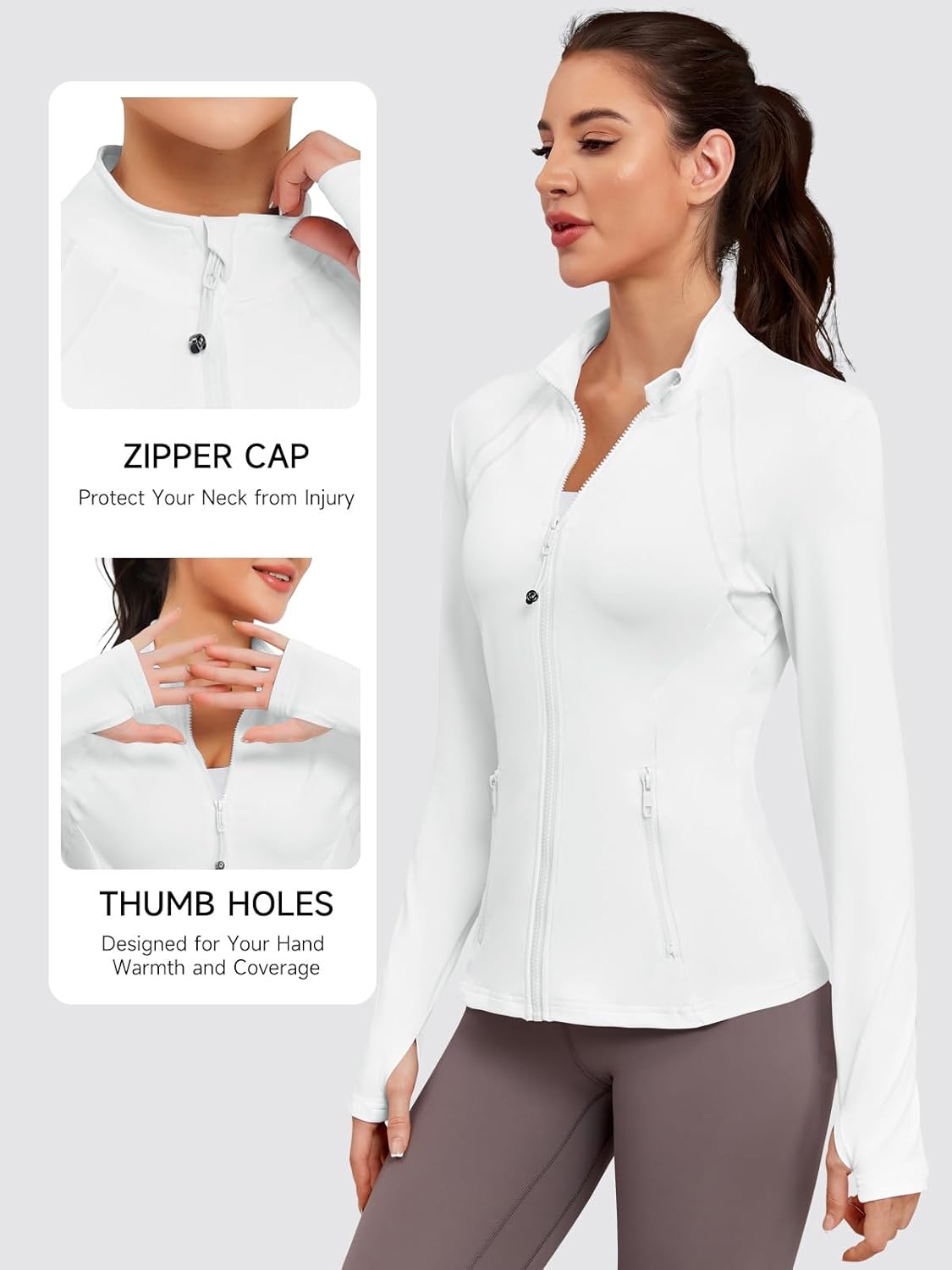 VUTRU Women Athletic Jacket Fitted Workout Running Zip Up Track Coat Layer with Thumb Holes Pockets for Yoga Gym Travel - Image 4