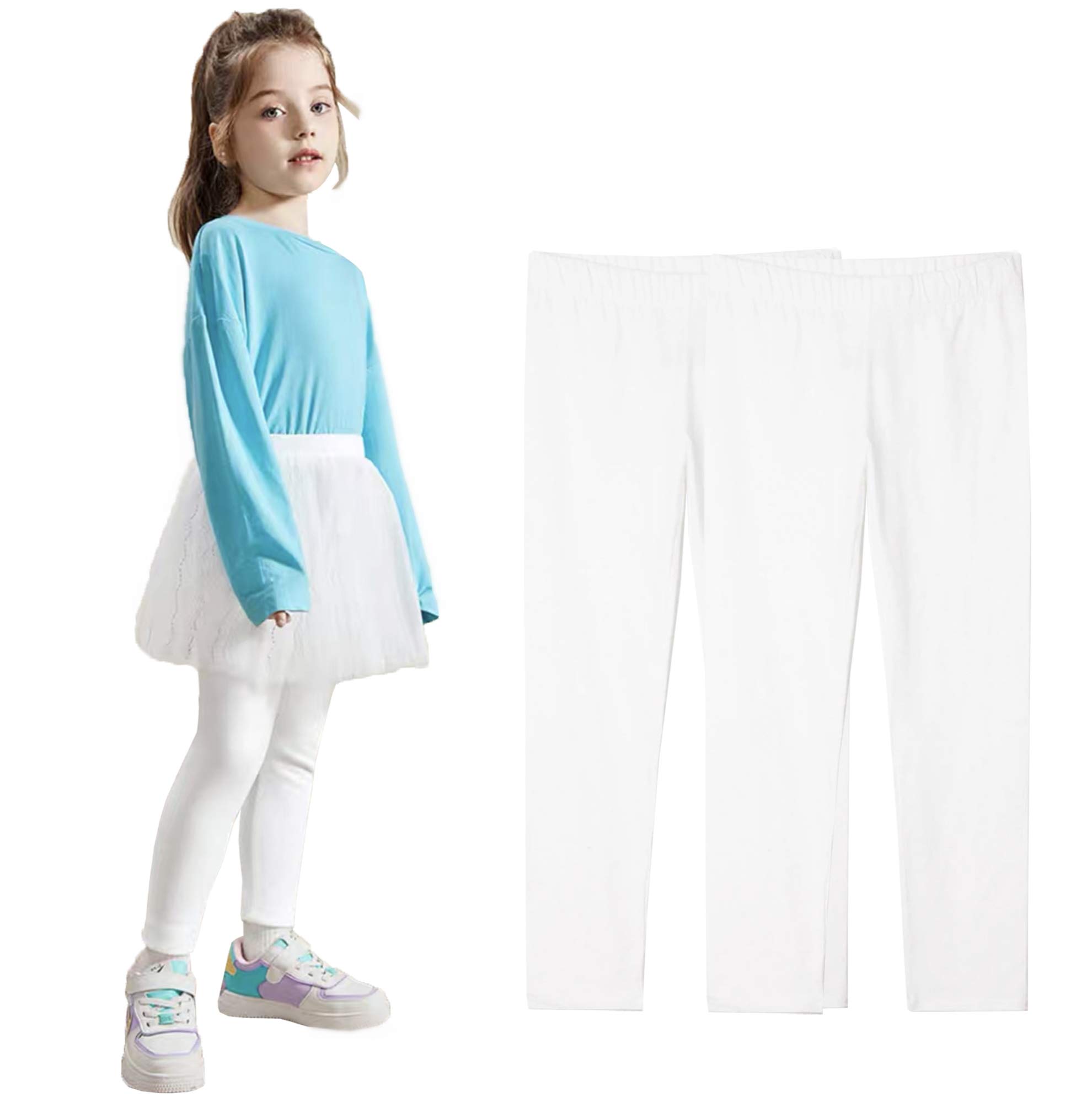 THEE BRON Toddler/Little Girls Basic Cotton Ankle Leggings Pants