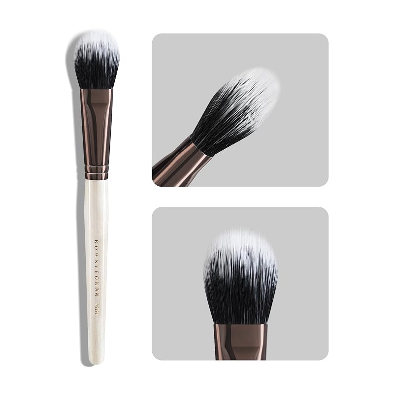 Pincel leque para blush ROWNYEON Lunar Shadow com cerdas sintéticas YS123, para fórmulas líquidas e cremosas, 1 unidade