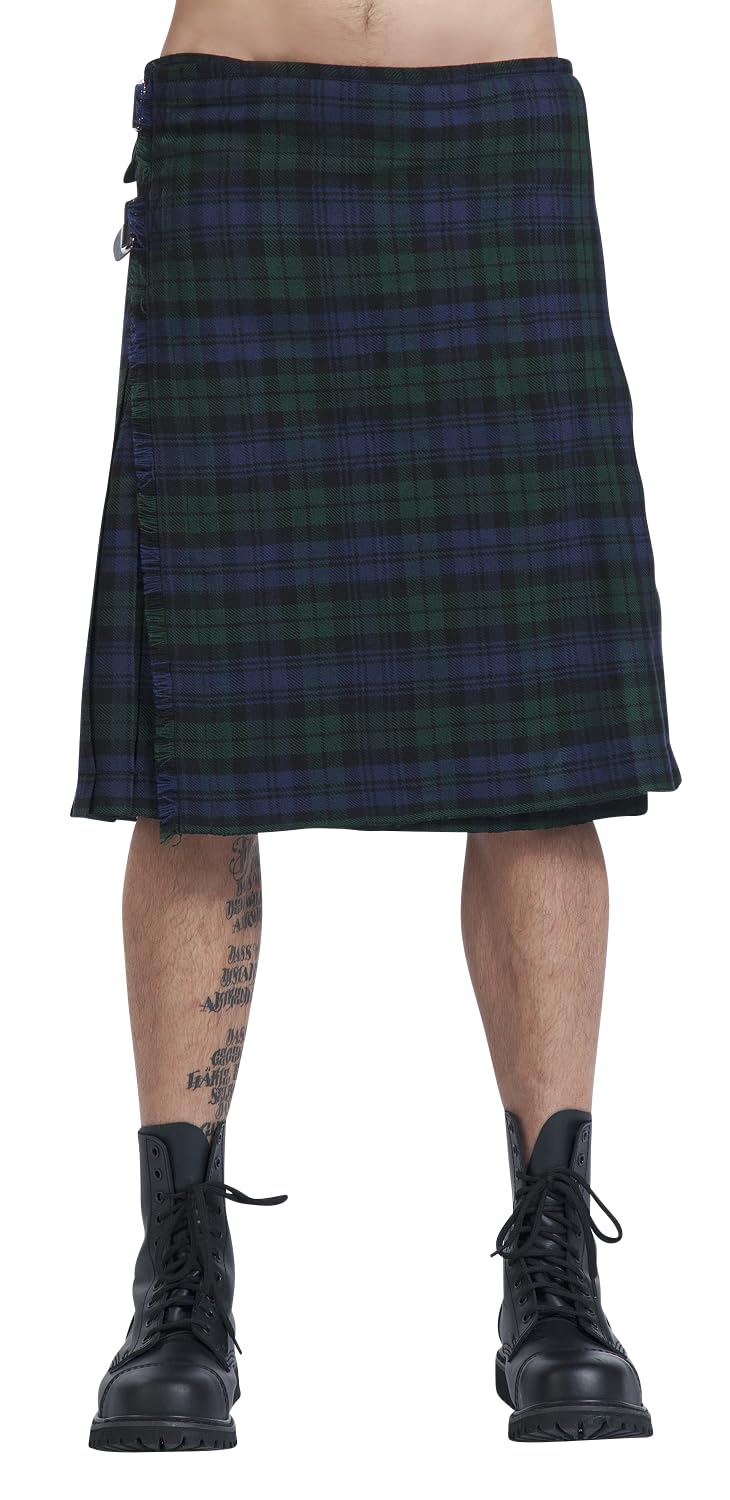 Black Premium by EMP Herren grün-blaues Kult Tartan Kilt größenverstellbar