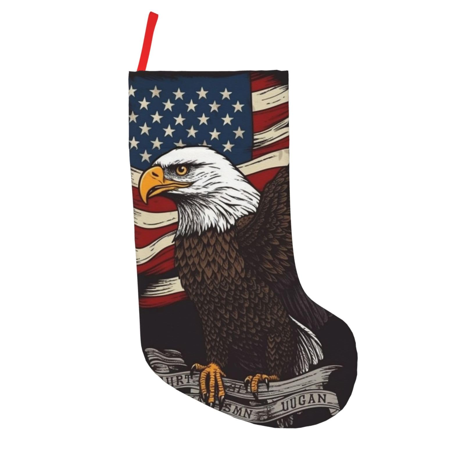 Dwrepo Black Usa Patriotic Eagle With American Flag Christmas Stockings Large Xmas Stockings Plush Fireplace Hanging Stockings Christmas Hanging Ornaments For Christmas Party Decorations