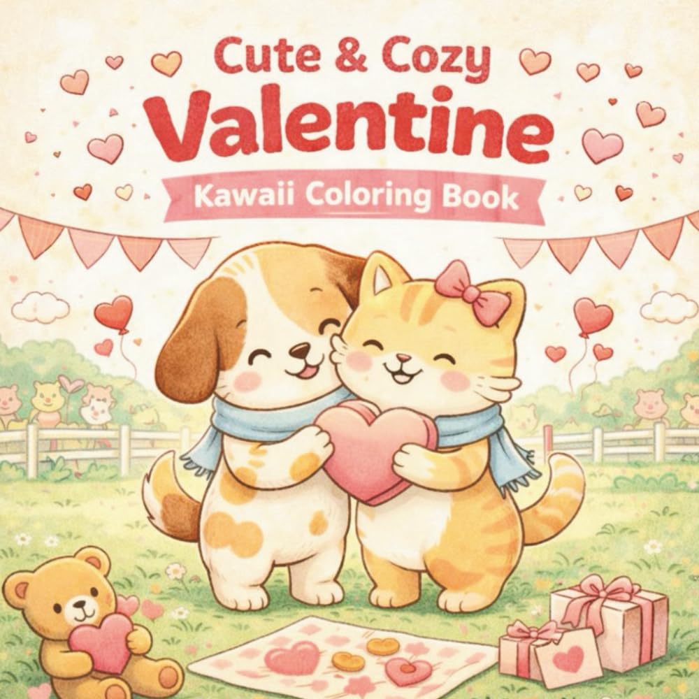 Cute & Cozy Valentine Kawaii Coloring Book