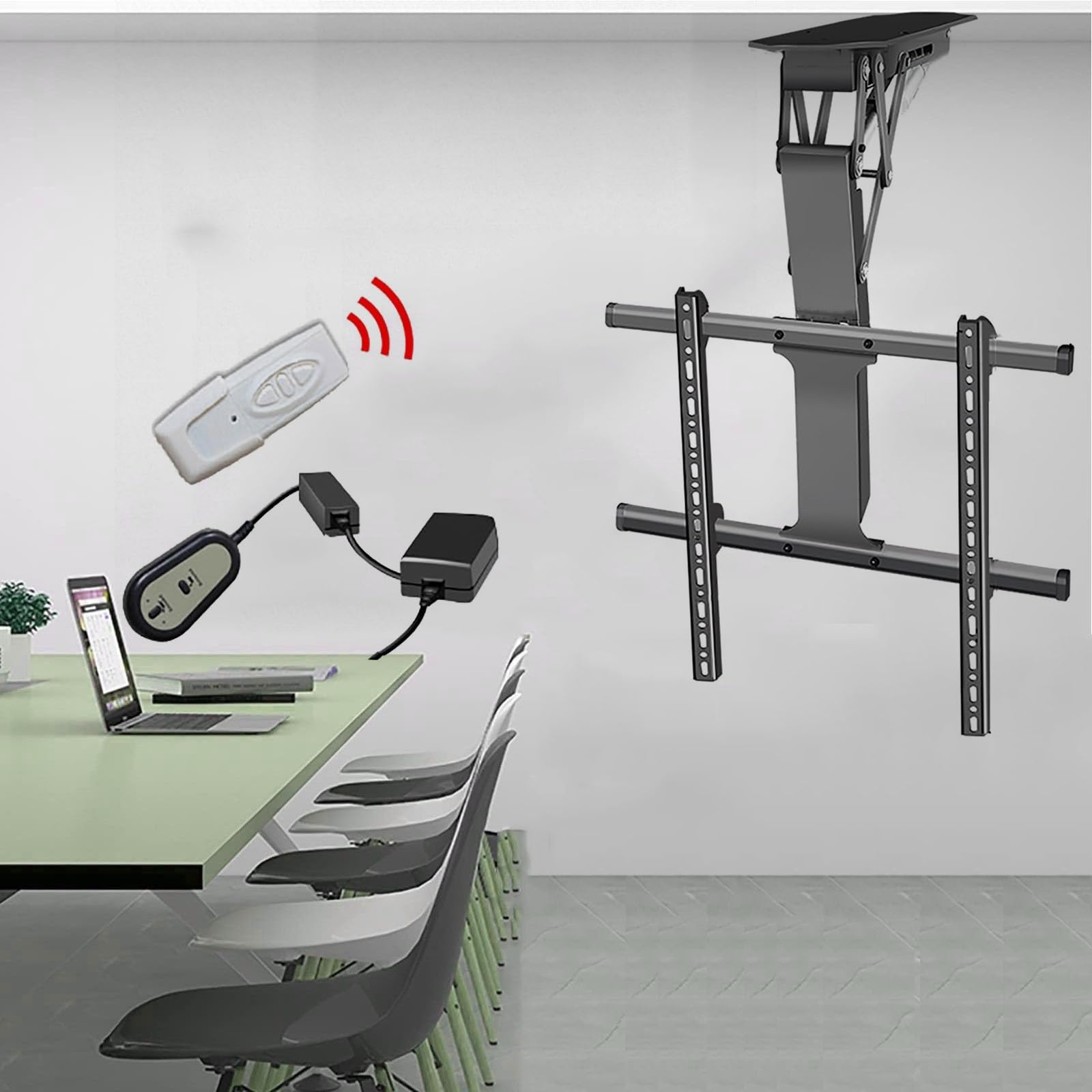 HPTHLY Electric Tv Ceiling Mount - Tv Wall Mount,0-85° Flip Down Pitched Roof Mount Stand,With Remote Control Hidden Automatic Tv Lift,Three Installation S Ceiling Tv Mount Sta,50,75
