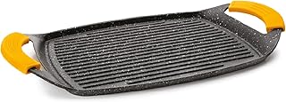 IBILI - Grill plancha ondulado basic stone, 47 x 29 cms, Aluminio fundido, Antiadherente estilo piedra, Apto para induccion