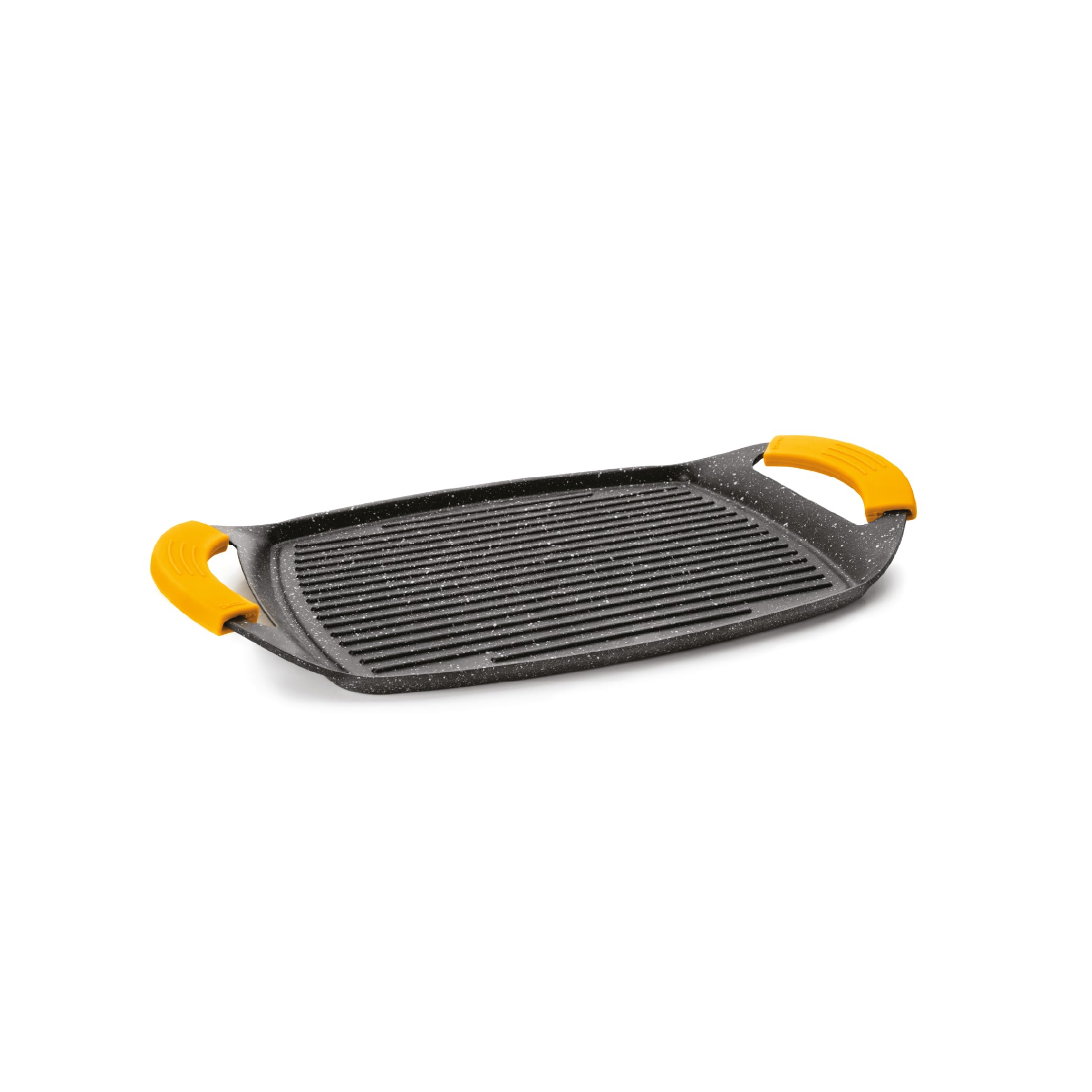 IBILI - Plancha ondulée en pierre basique, 47 x 29 cm, Fonte d’aluminium, Antiadhésif style pierre, Compatible avec l’induction