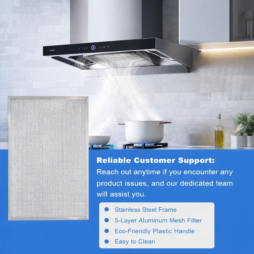 BPS1FA36 Range Hood Filter, 5-Layer Aluminum Mesh, Stainless Steel Frame, 11-3/4 x 17-1/4 x 3/8 Inch, Compatible with Broan WS1, QS1, WS2 Series (2)