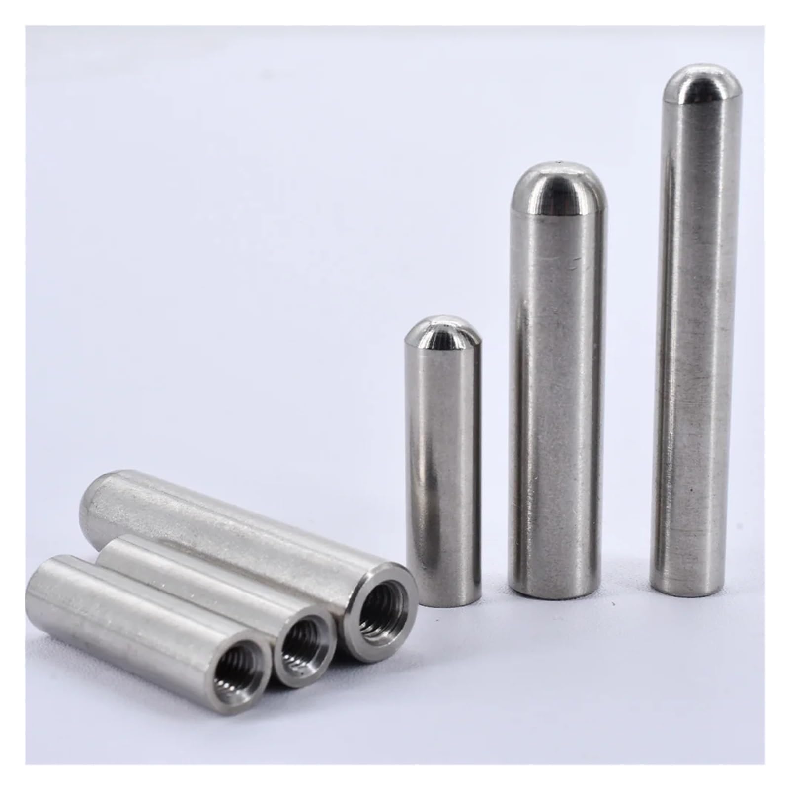 Pasadores cilíndricos con Rosca Interior M3 M4 M5 M6 304 Rosca Interna de Acero Inoxidable Cabeza Redonda Pasador cilíndrico Pasador Hueco Diente Interno Perforado(M4 (OD 6mm,25mm (30Pcs))