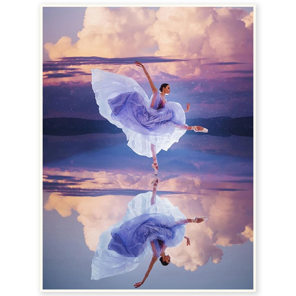 DCIDBEI 40 x 50 cm Square Diamond Painting Princess, Diamond Canvas Complete Kit Woman Elegant Adults, DIY Crystal Art Kids Home Wall Decor with Tools || Dancer in the Middle of the Clouds
