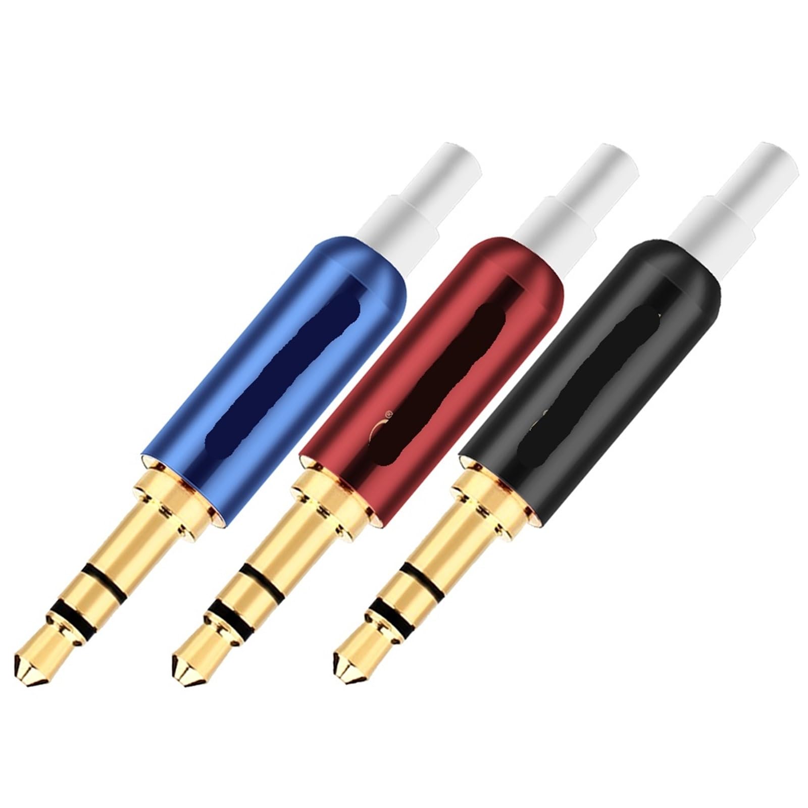 Lot de 10 connecteurs audio jack 3,5 mm 3 pôles stéréo jack 3,5 mm mâle avec prise arrière (mixed-crystal tail-01)