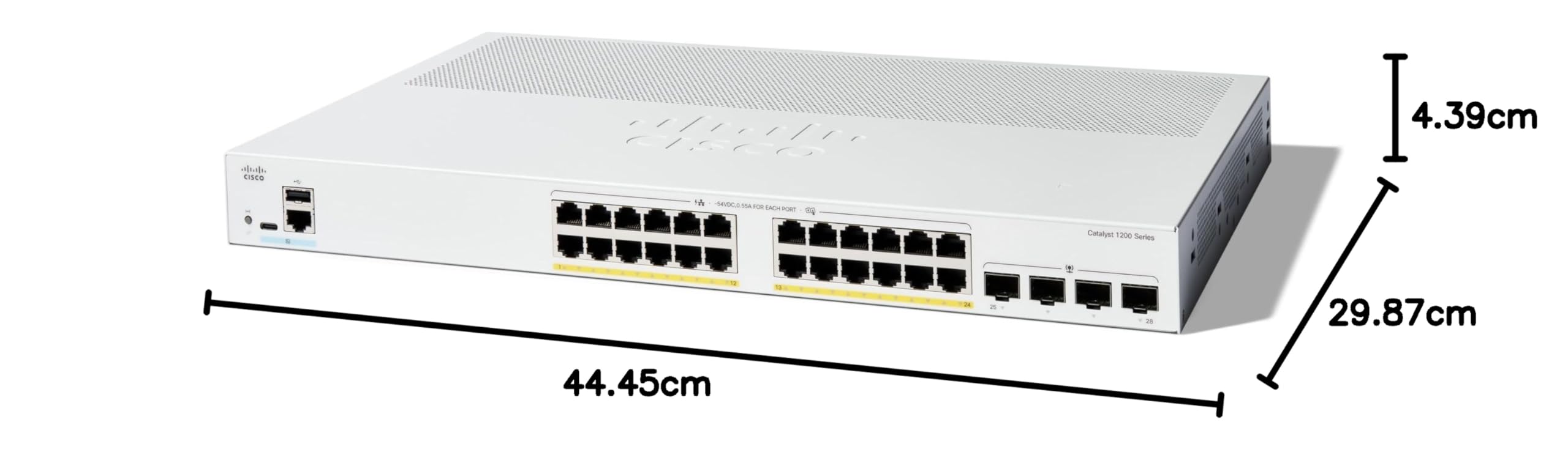 Cisco Switch Inteligente Cisco Catalyst 1200-24P-4G, GE de 24 Puertos, PoE, SFP GE 4x1, protección Limitada de por Vida (C1200-24T-4G)