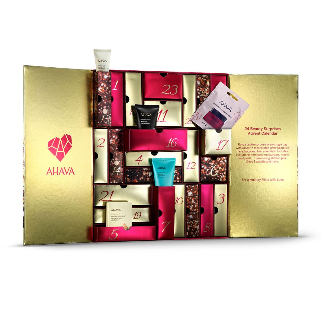 AHAVA Set per festività | Il set regalo avventura – Calendario dell'Avvento con sorprese di bellezza per 24 giorni per una festa di amore e splendore