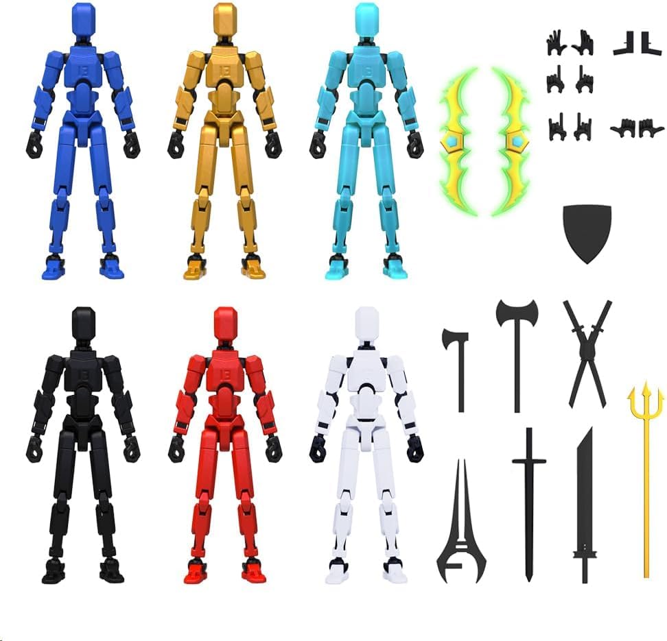 DOOZLE T13 Action Figures, Assembly Completed 3D Printed Dummy Nova Titan Lucky 13 Figures, Multi-Jointed Movable Robot Toys for Display, Drawing & Desk Decor (6, Multicolor-6pcs)-image-21