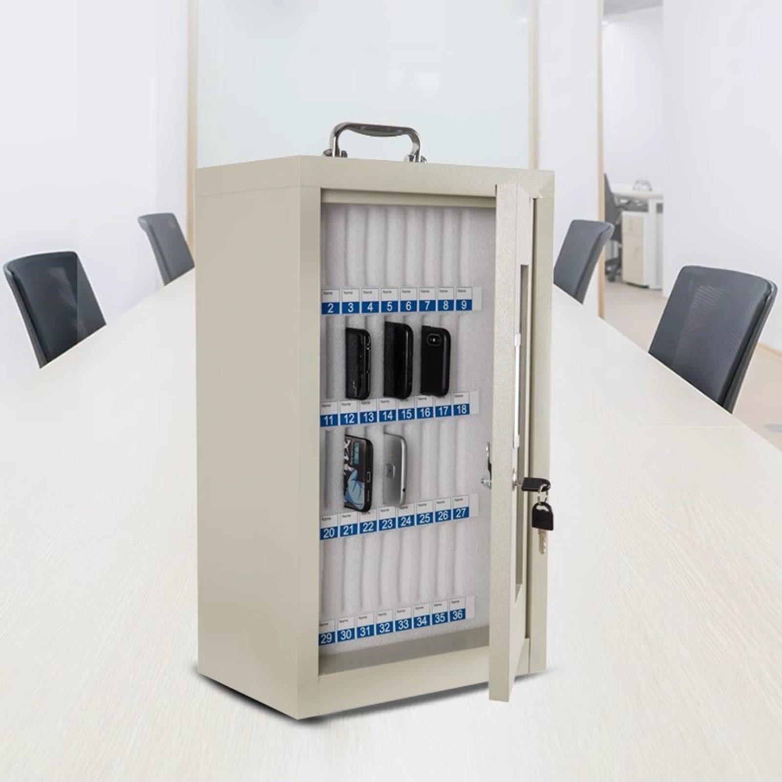 Cassaforte in metallo resistente per telefoni cellulari, armadietto di sicurezza, telefono di fabbrica, ideale per aziende e soluzioni di archiviazione all'ingrosso, 24 slot, monocolore
