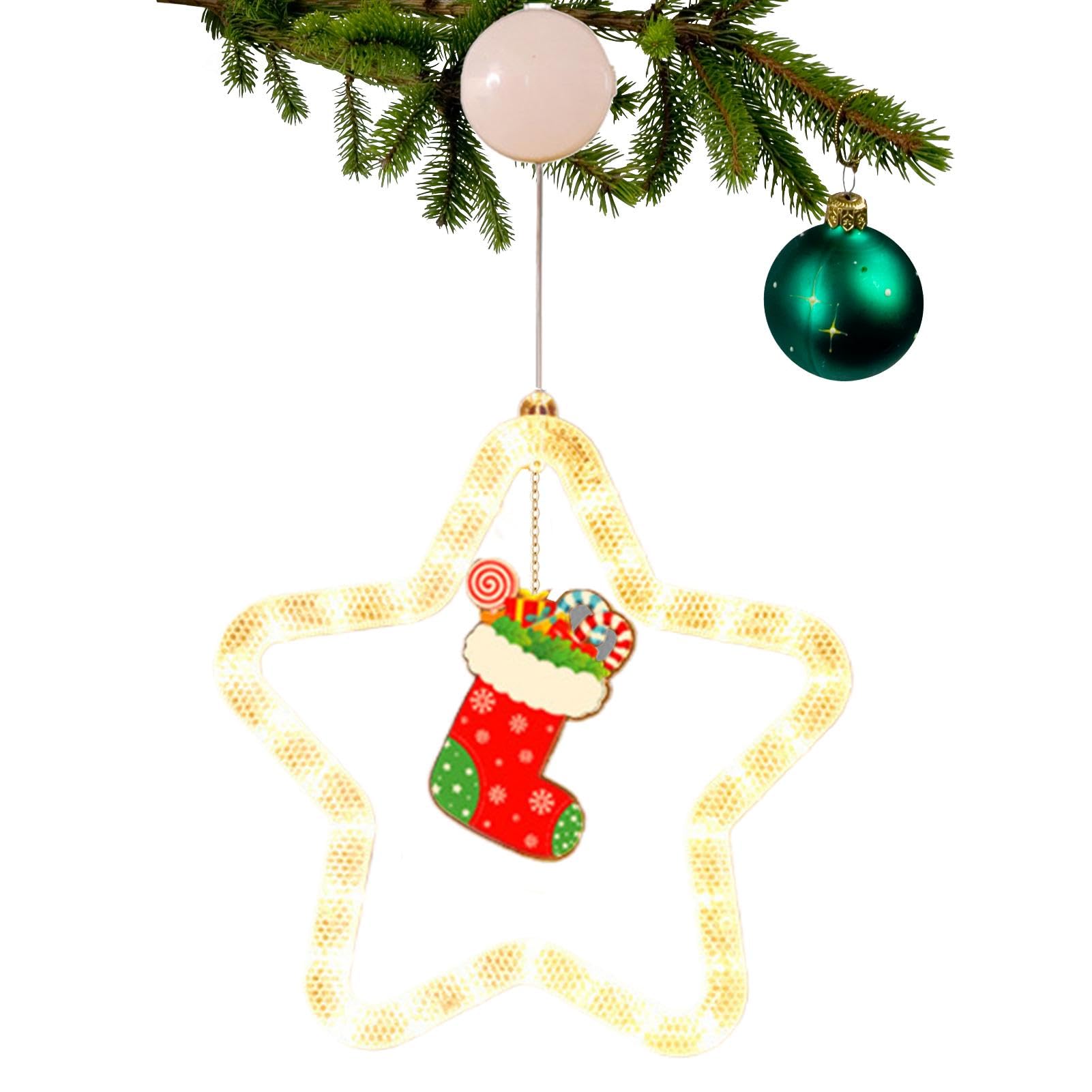 Christmas Window Star Lights,Window Silhouette Lamp | Christmas Window Star Silhouette LED Lights with Suction Cup Battery Operated for Wedding Parties Home