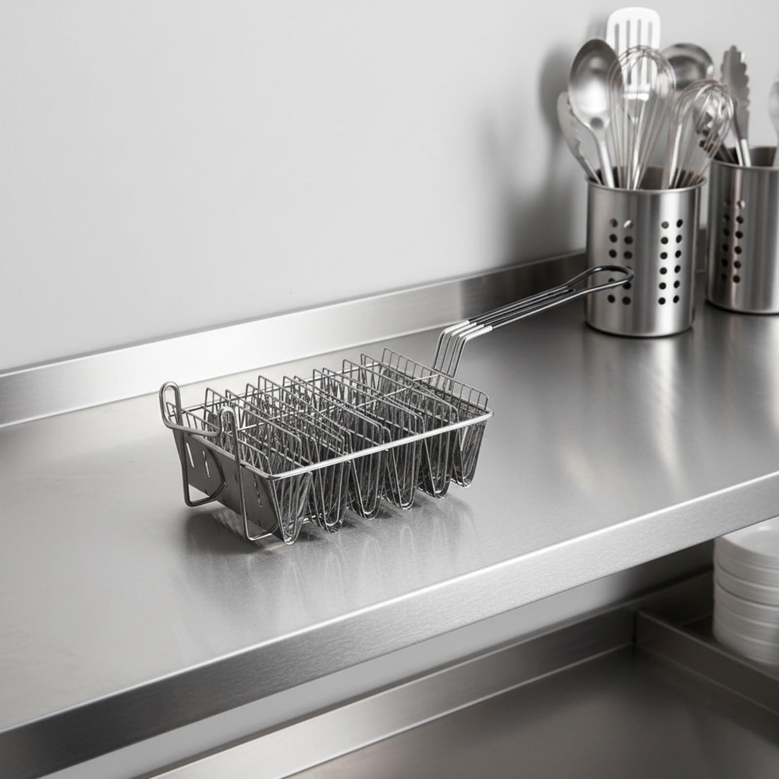 Cesta Alambre en Forma V para Freír Fácil Limpiar Unsilio Cocina Práctica para Cocineros Restauran, Fritar Profunda, Estilo A