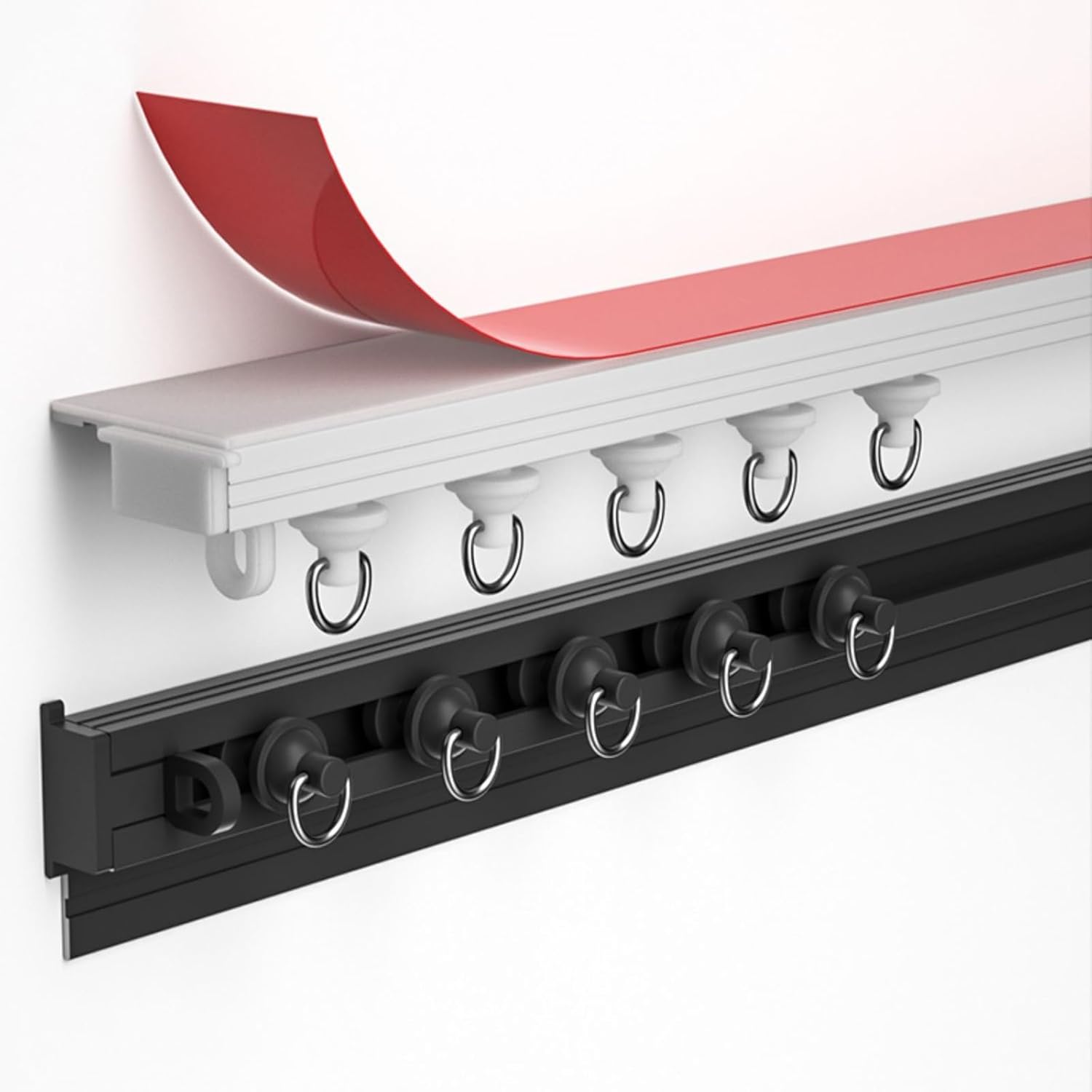 Ultra-Thin Self-Adhesive Ceiling Curtain Track with Mute Rollers - No Drill, Easy Installation for Window Room Divider & RV (White, 360cm - 3 x 120cm)