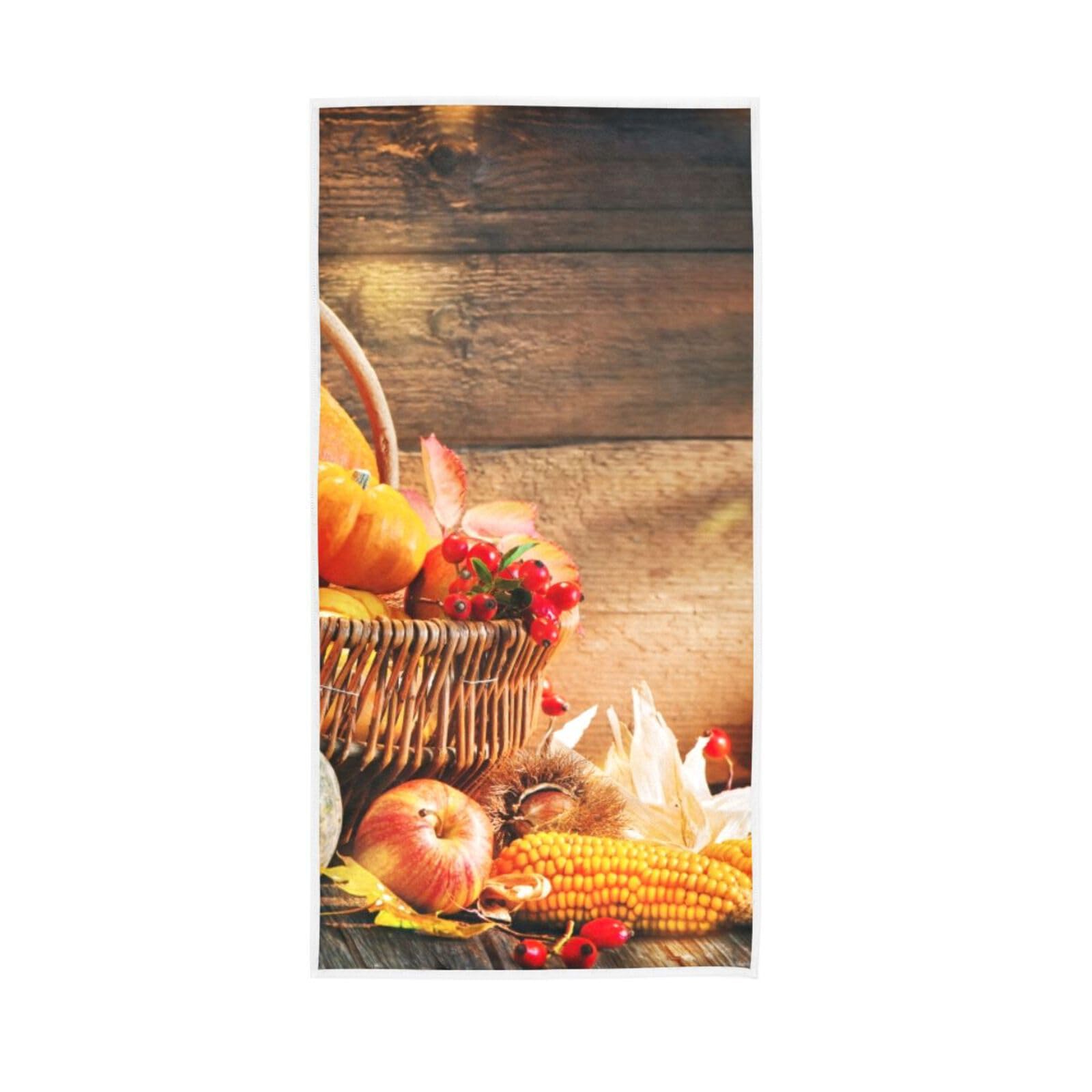 LSRCPD Thanksgiving Pumpkins Fruits Bathroom Hand Towel, 15 x 30 Inches Absorbent Hand Towel Spa Towels Soft Hand Towel
